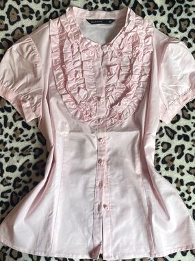 ♡ Pink Ruffle Short-Sleeve Blouse Coquette Lolita
